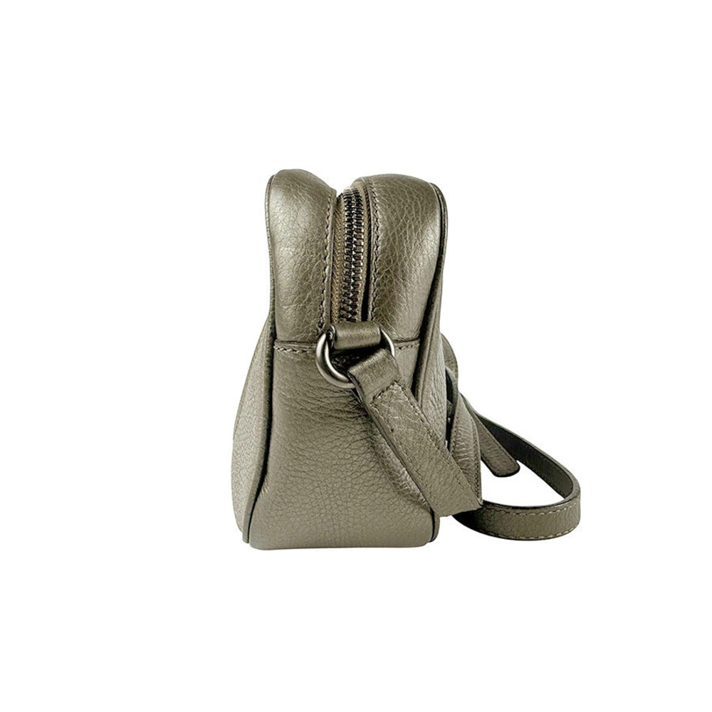 Gucci Crossbody Bag Brown Shoulder Leather Gray Khaki Gold Soho Green Green Gold